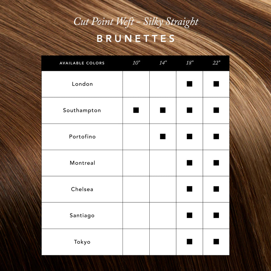 Colors Available in Cut-Point Weft - Silky Straight Collection